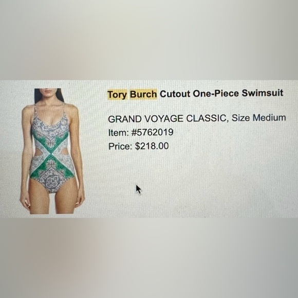 Tory Burch Womens Mixed Print Cut Out One Piece Strappy Swim Suit Size M - Picture 10 of 10